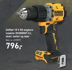 Johannes Fog DeWalt 18 V XR slagboremaskine DCD805NT-XJ, ekskl. batteri og lader tilbud