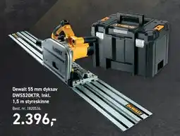Johannes Fog Dewalt 55 mm dyksav DWS520KTR, Inkl. 1,5 m styreskinne tilbud