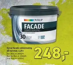 Johannes Fog Dyrup facade sokkelmaling 30 halvmat, 2,25 l tilbud
