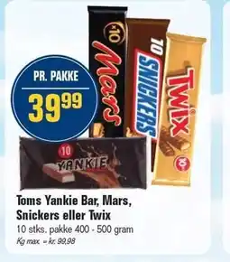 Otto Duborg Toms Yankie Bar, Mars, Snickers eller Twix tilbud