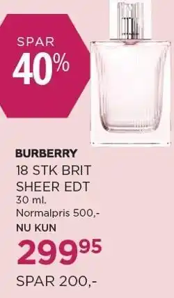 Salling BRIT SHEER EDT tilbud