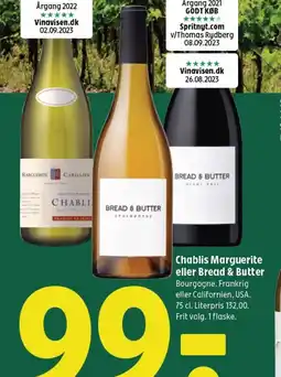Coop 365 Chablis Marguerite eller Bread & Butter tilbud