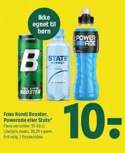 Coop 365 Faxe Kondi Booster, Powerade eller State tilbud
