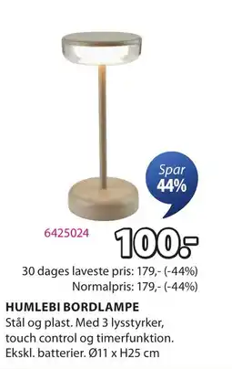 JYSK HUMLEBI BORDLAMPE tilbud