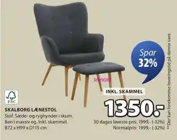 JYSK SKALBORG LÆNESTOL tilbud