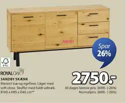 JYSK ROYAL OAK SANDBY SKÆNK tilbud