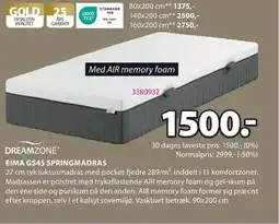 JYSK DREAMZONE EIMA GS45 SPRINGMADRAS tilbud