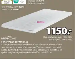 JYSK DREAMZONE® FRAMVAREN TOPMADRAS tilbud