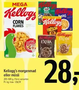 Føtex Kellogg's morgenmad eller müsli tilbud