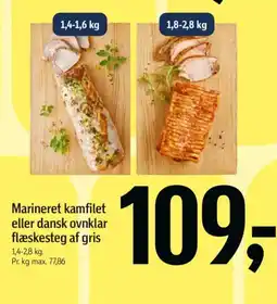 Føtex Marineret kamfilet eller dansk ovnklar flæskesteg af gris tilbud