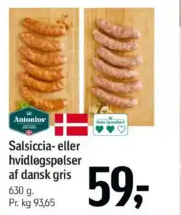 Føtex Salsiccia- eller hvidløgspølser af dansk gris tilbud