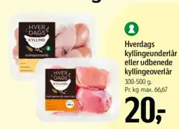 Føtex Hverdags kyllingeunderlår eller udbenede kyllingeoverlår tilbud