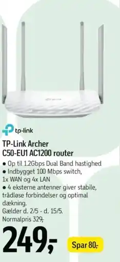 Føtex TP-Link Archer C50-EU1 AC1200 router tilbud