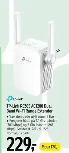 Føtex TP-Link RE305 AC1200 Dual Band Wi-Fi Range Extender tilbud