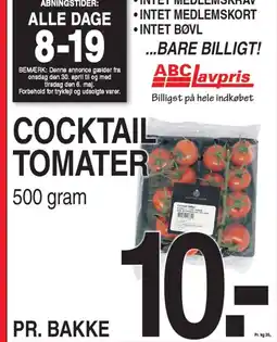 ABC Lavpris COCKTAIL TOMATER tilbud