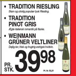 ABC Lavpris • TRADITION RI • WEINMANN GRÜNER VELTLINER E PINOT GRIS SLING TRADITION tilbud