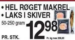 ABC Lavpris HEL RØGET MAKREL ELLER LAKS I SKIVER tilbud