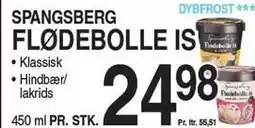 ABC Lavpris SPANGSBERG FLØDEBOLLE IS Klassisk eller Hindbær/lakrids tilbud
