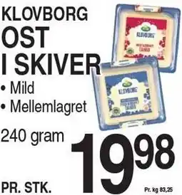 ABC Lavpris ARLA KLOVBORD OST I SKIVER Mild eller Mellemlagret tilbud