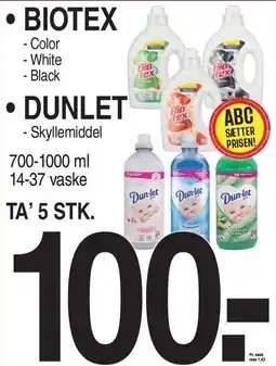 ABC Lavpris BIOTEX ELLER DUNLET tilbud