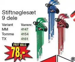 Harald Nyborg Stiftnøglesæt 9 dele tilbud