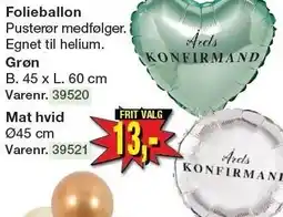 Harald Nyborg Folieballon Grøn eller Mat hvid tilbud