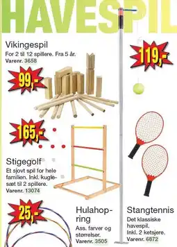 Harald Nyborg Vikingespil, Stigegolf, Hulahopring eller Stangtennis tilbud