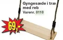 Harald Nyborg Gyngesæde i træ med reb tilbud