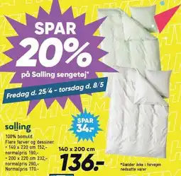 Bilka SPAR 20% på Salling sengetøj tilbud