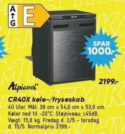 Bilka ALPICOOL CR40X køle-/fryseskab tilbud