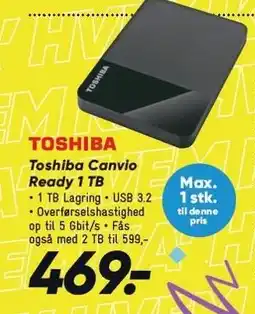 Bilka Toshiba Canvio Ready 1 TB tilbud