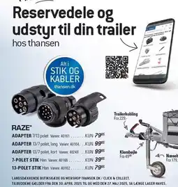 Thansen ADAPTER, 7-POLET STIK ELLER 13-POLET STIK tilbud