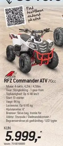 Thansen RFZ Commander ATV 70cc tilbud