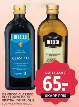 MENY DE CECCO CLASSICO ELLER ØKOLOGISK EKSTRA JOMFRUOLIE tilbud