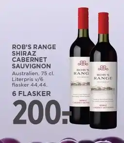 MENY ROB'S RANGE SHIRAZ CARBERNET SAUVIGNON 75 cl tilbud