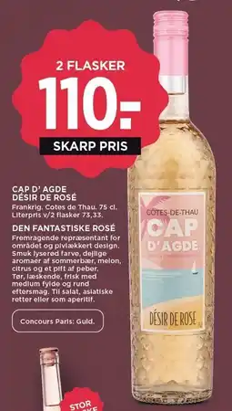 MENY CAP D'AGDE DESIR DE ROSE 75 CL tilbud