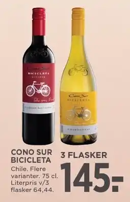 MENY CONO SUR BICICLETA 3 FLASKER tilbud