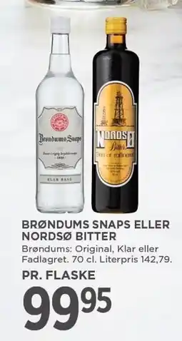 MENY BRØNDUMS SNAPS ELLER NORDSØ BITTER tilbud