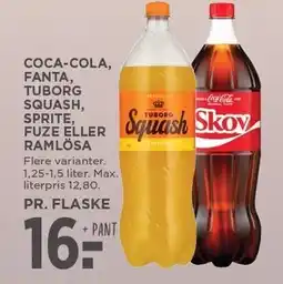 MENY COCA-COLA, FANTA, TUBORG SQUASH, SPRITE, FUZE ELLER RAMLÖSA tilbud