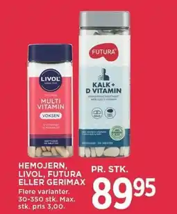 MENY HEMOJERN, LIVOL, FUTURA ELLER GERIMAX tilbud