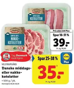 Lidl Danske middags- eller nakkekoteletter tilbud