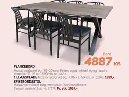 Daells Bolighus PLANKEBORD, TILLÆGSPLADE ELLER SPISEBORDSSTOL tilbud