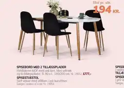 Daells Bolighus SPISEBORD MED 2 TILLÆGSPLADER ELLER SPISESTUESTOL tilbud