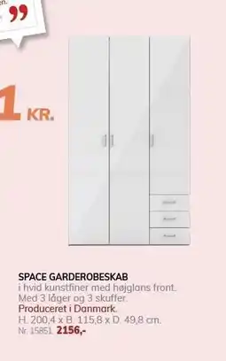 Daells Bolighus SPACE GARDEROBESKAB tilbud