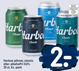 REMA 1000 Harboe pilsner, classic eller alkoholfri 0.0% tilbud