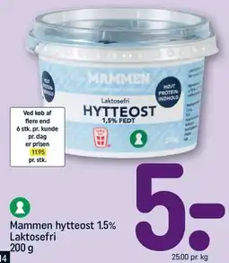 REMA 1000 Mammen hytteost 1,5% Laktosefri 200 g tilbud