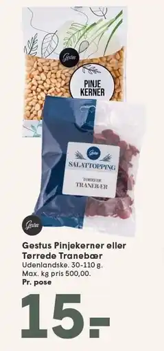 SPAR Gestus Pinjekerner eller Tørrede Tranebær tilbud