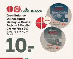 SPAR Grøn Balance Øllingegaard Økologisk Creme Fraiche 18% eller Creme Frisk 9% tilbud