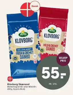 SPAR Klovborg skæreost tilbud