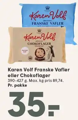 SPAR Karen Volf Franske Vafler eller Chokoflager tilbud